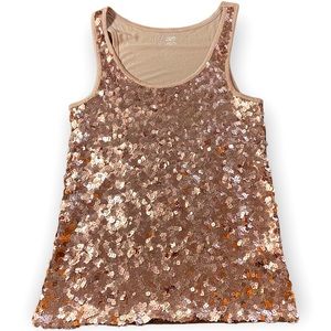 2for$25 Joe Fresh Rose Gold Pink Sequin Tank Top Size Small